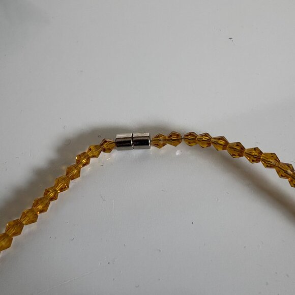 Golden Iridescent Glass Beaded Necklace Cluster Beads Magnetic Clasp - Picture 7 of 7